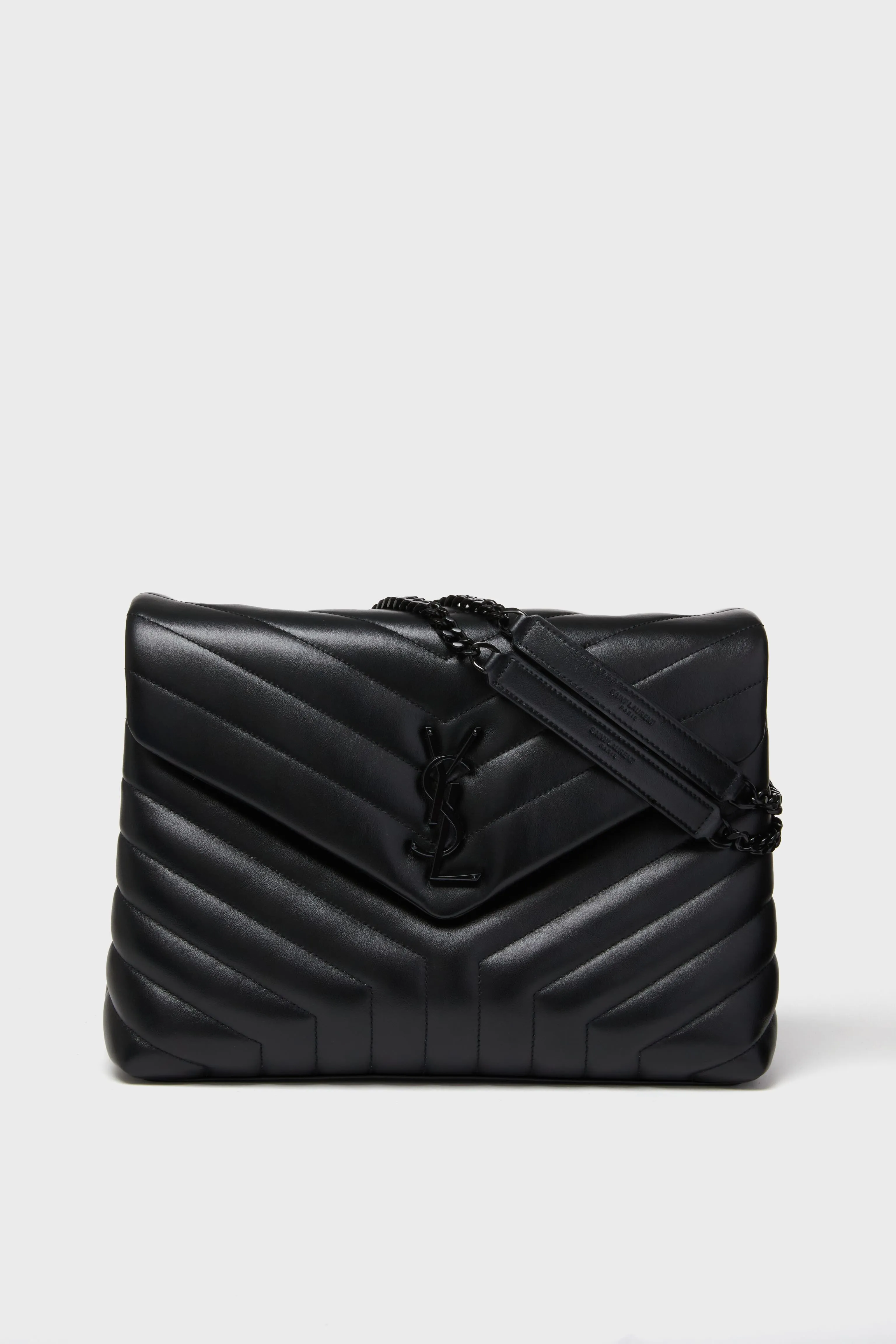 Saint Laurent Black Medium Loulou Monogramme Chain Bag