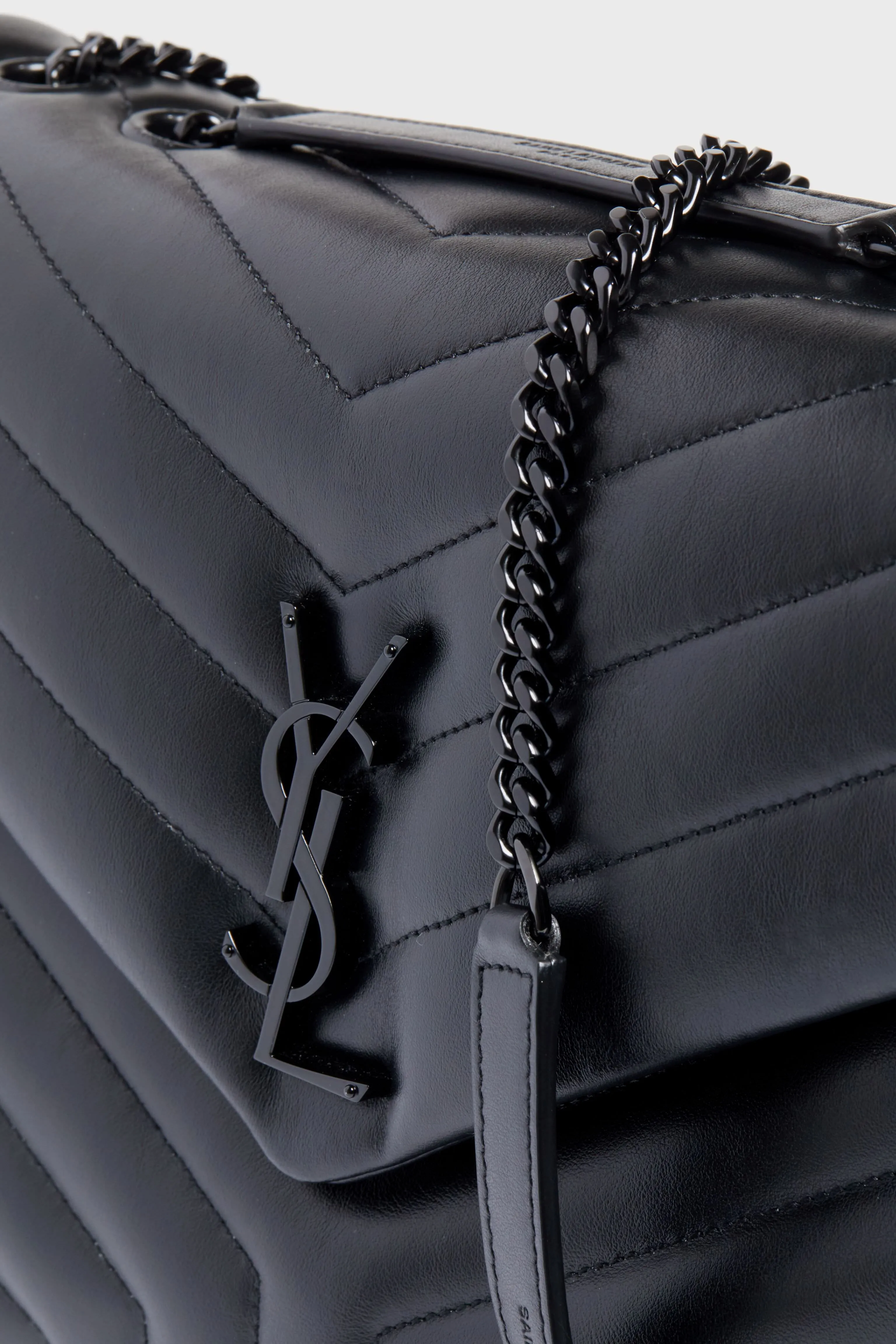 Saint Laurent Black Medium Loulou Monogramme Chain Bag