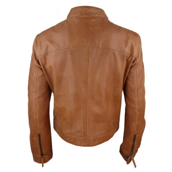 Soft Nappa Real Leather Men's Classic Tan Jacket