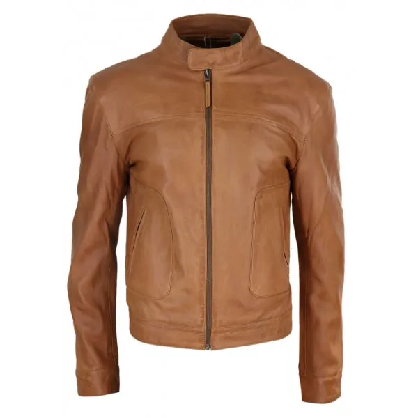Soft Nappa Real Leather Men's Classic Tan Jacket