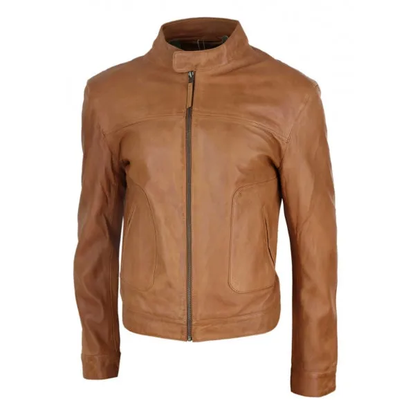 Soft Nappa Real Leather Men's Classic Tan Jacket