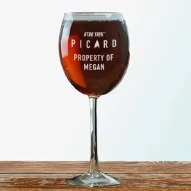 Star Trek: Picard Property Of Personalized Wine Glass