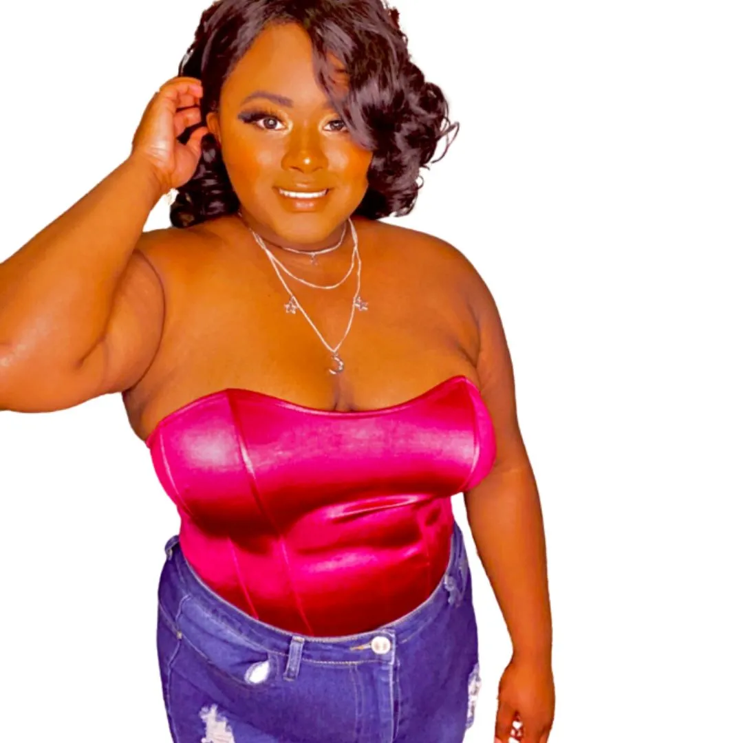 Starfire Satin Magenta Corset Crop Top