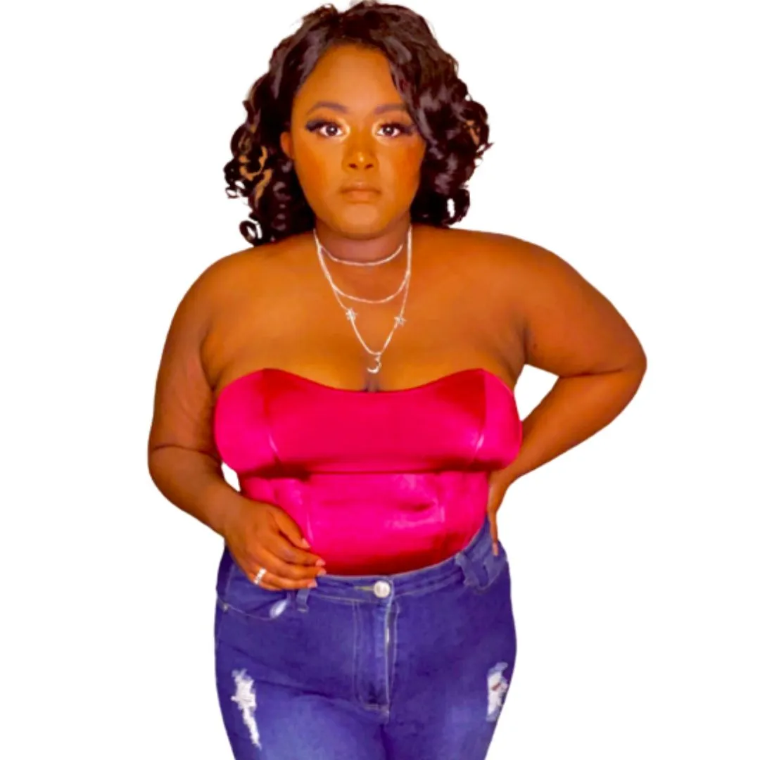 Starfire Satin Magenta Corset Crop Top