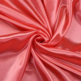 Stretch Imitation Silk Satin Charmeuse - Coral #83, Satin Fabric By The Yard