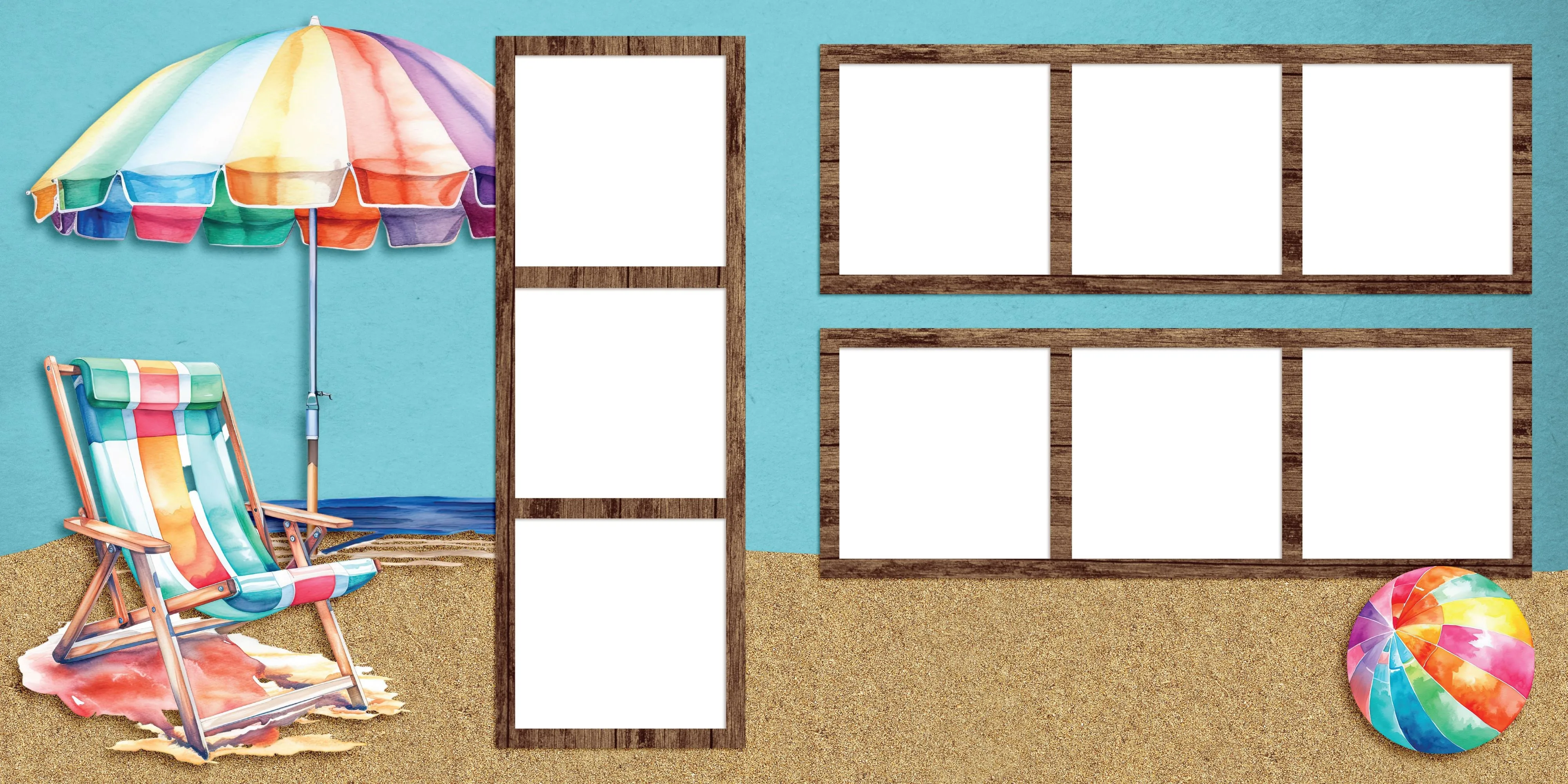Summer at the Beach - EZ Quick Pages -  Digital Bundle - 10 Digital Scrapbook Pages - INSTANT DOWNLOAD