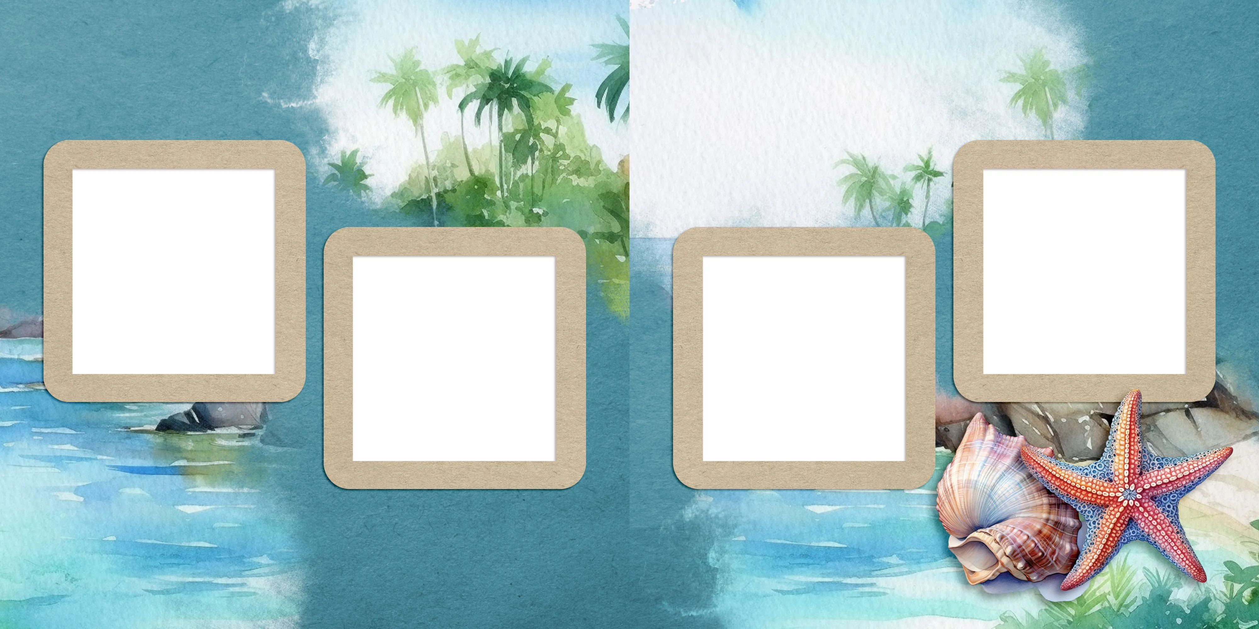 Summer at the Beach - EZ Quick Pages -  Digital Bundle - 10 Digital Scrapbook Pages - INSTANT DOWNLOAD