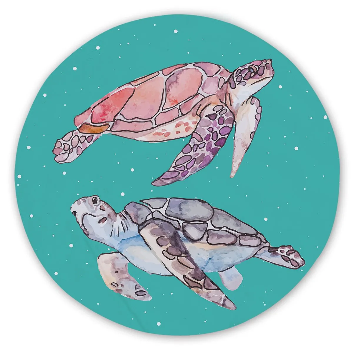 Turtles in Green Round Sand-Free Towel